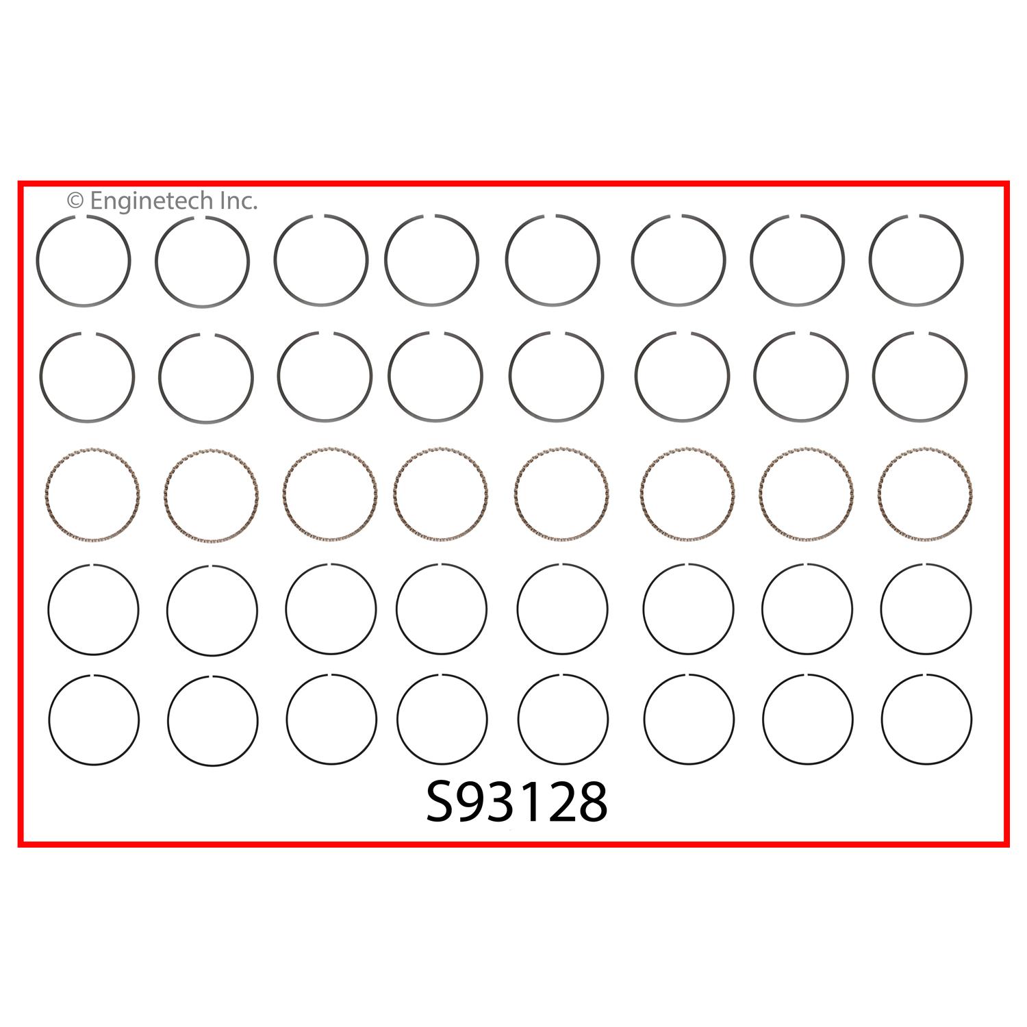 Enginetech Engine Premium Piston Ring Complete Set - S93128-STD