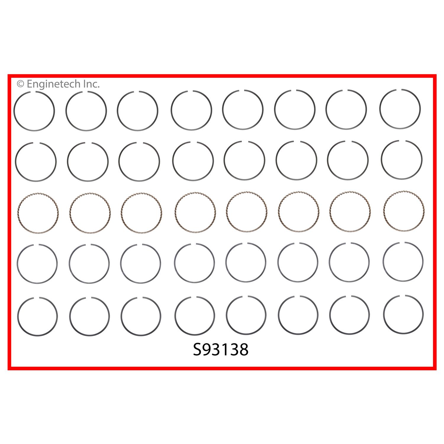 Enginetech Engine Premium Piston Ring Complete Set - S93138-.25