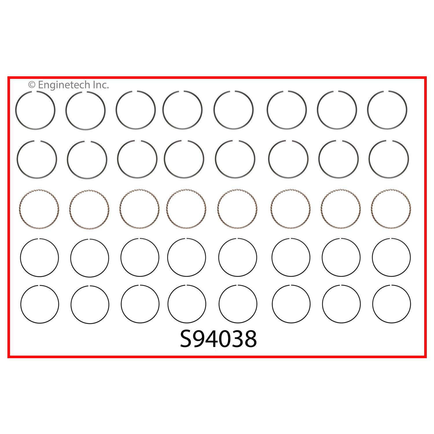 Enginetech Engine Premium Piston Ring Complete Set - S94038-.50