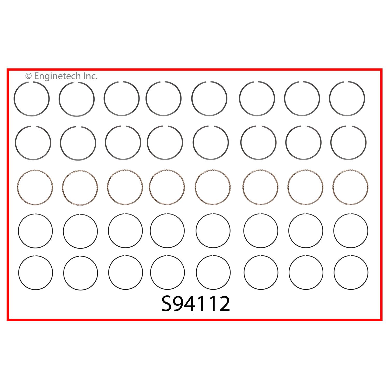 Enginetech Engine Premium Piston Ring Complete Set - S94112-STD