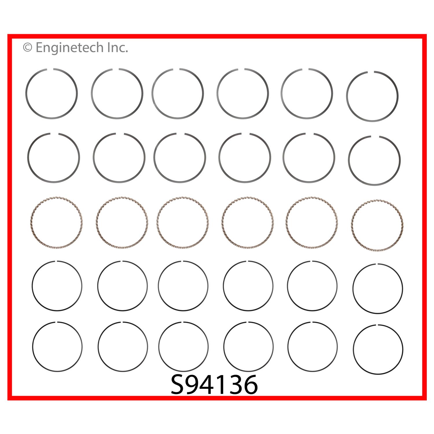 Enginetech Engine Premium Piston Ring Complete Set - S94136-.50