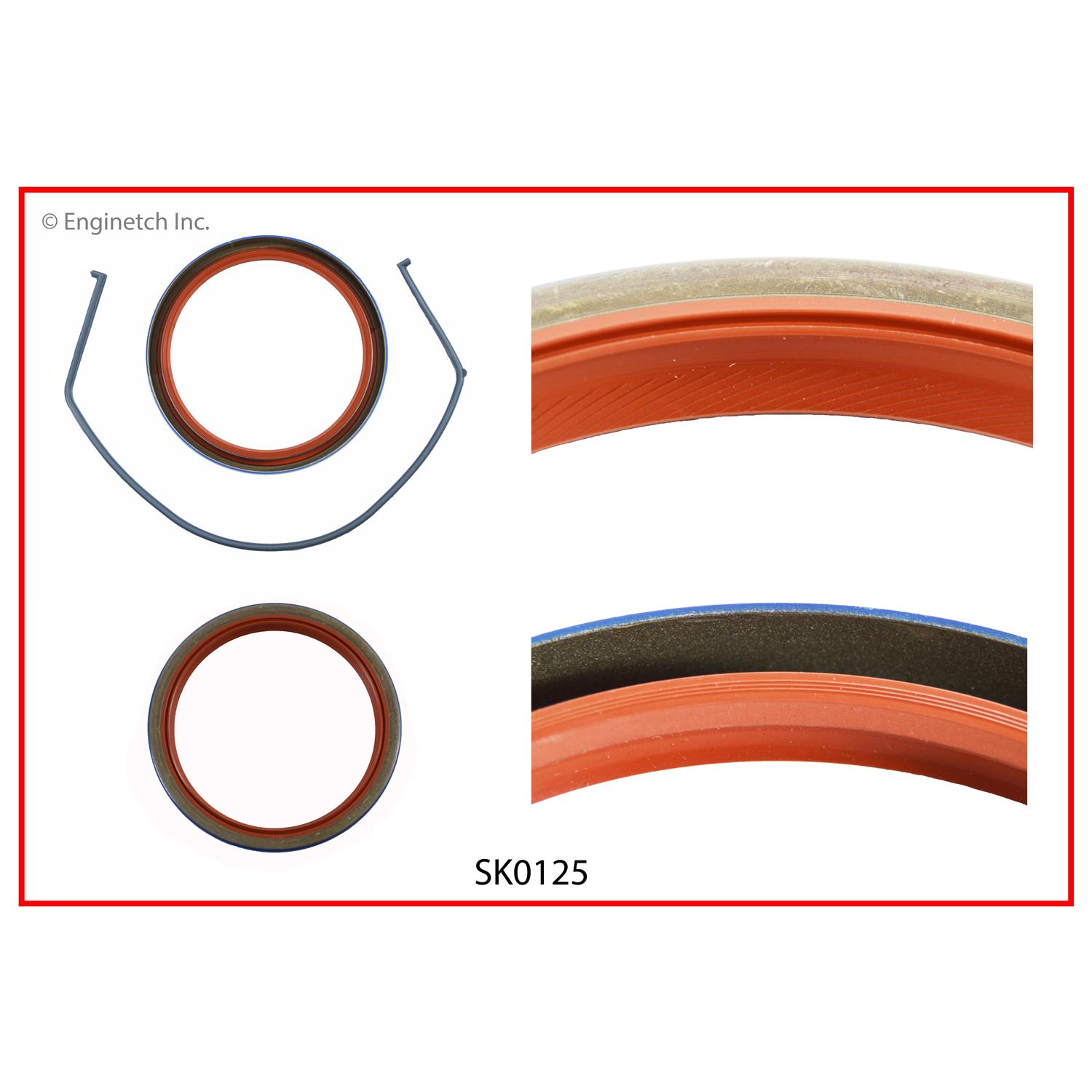 Enginetech Engine Rear Crankshaft Seal - 1 Piece - Viton - Includes Gasket - SK0125