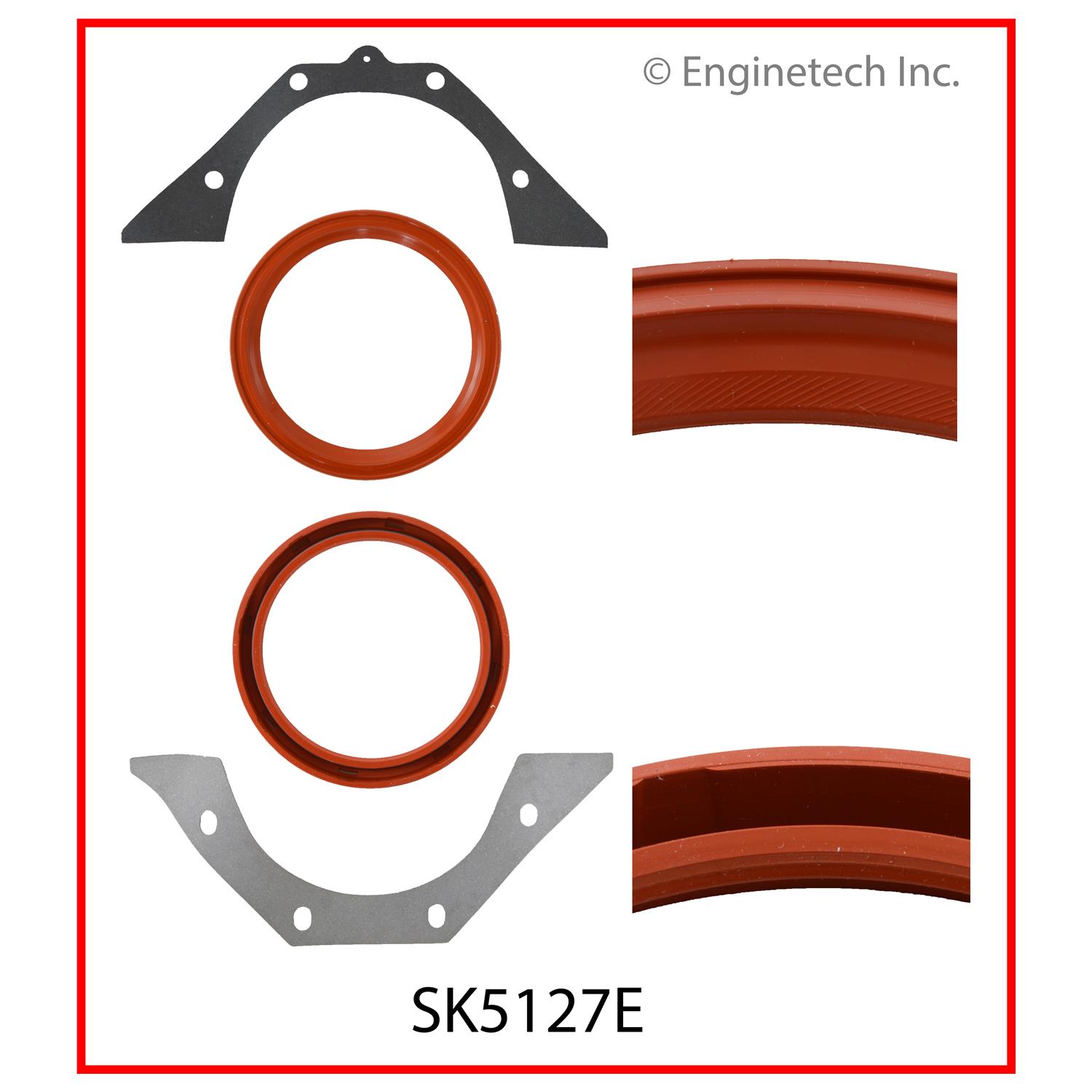 Enginetech Engine Rear Crankshaft Seal - 1 Piece - Includes Gasket - SK5127E