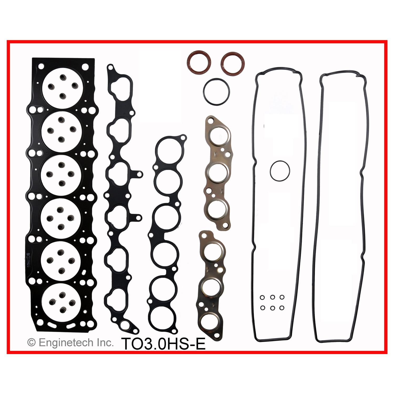Enginetech Engine Cylinder Head Gasket Set - Toyota Car and Truck with Head Bolts - TO3.0HS-EWB