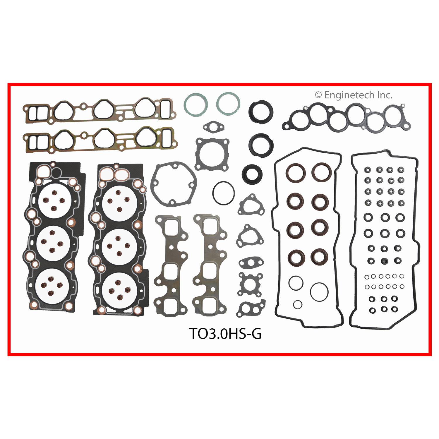 Enginetech Engine Cylinder Head Gasket Set - Toyota Car and Truck with Head Bolts - TO3.0HS-GWB