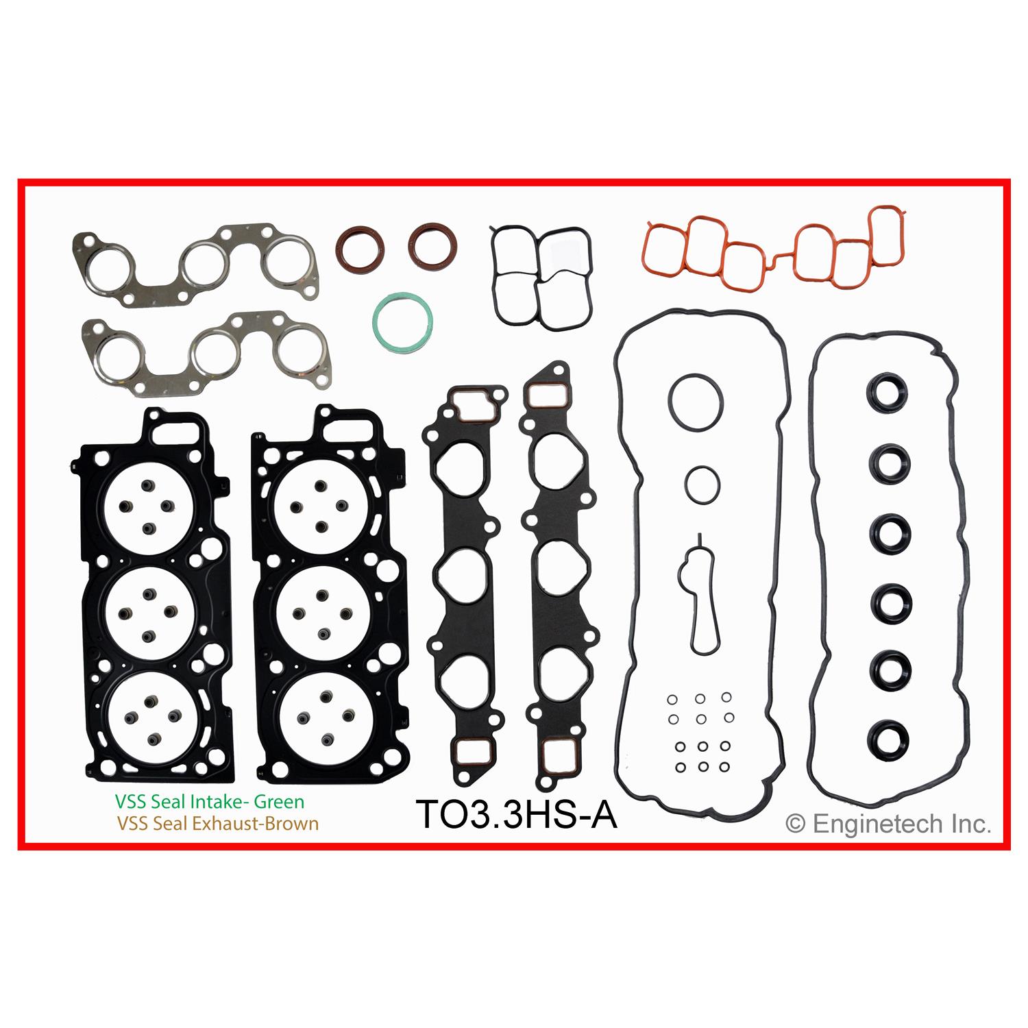 Enginetech Engine Cylinder Head Gasket Set - Toyota Car and Truck - TO3.3HS-A