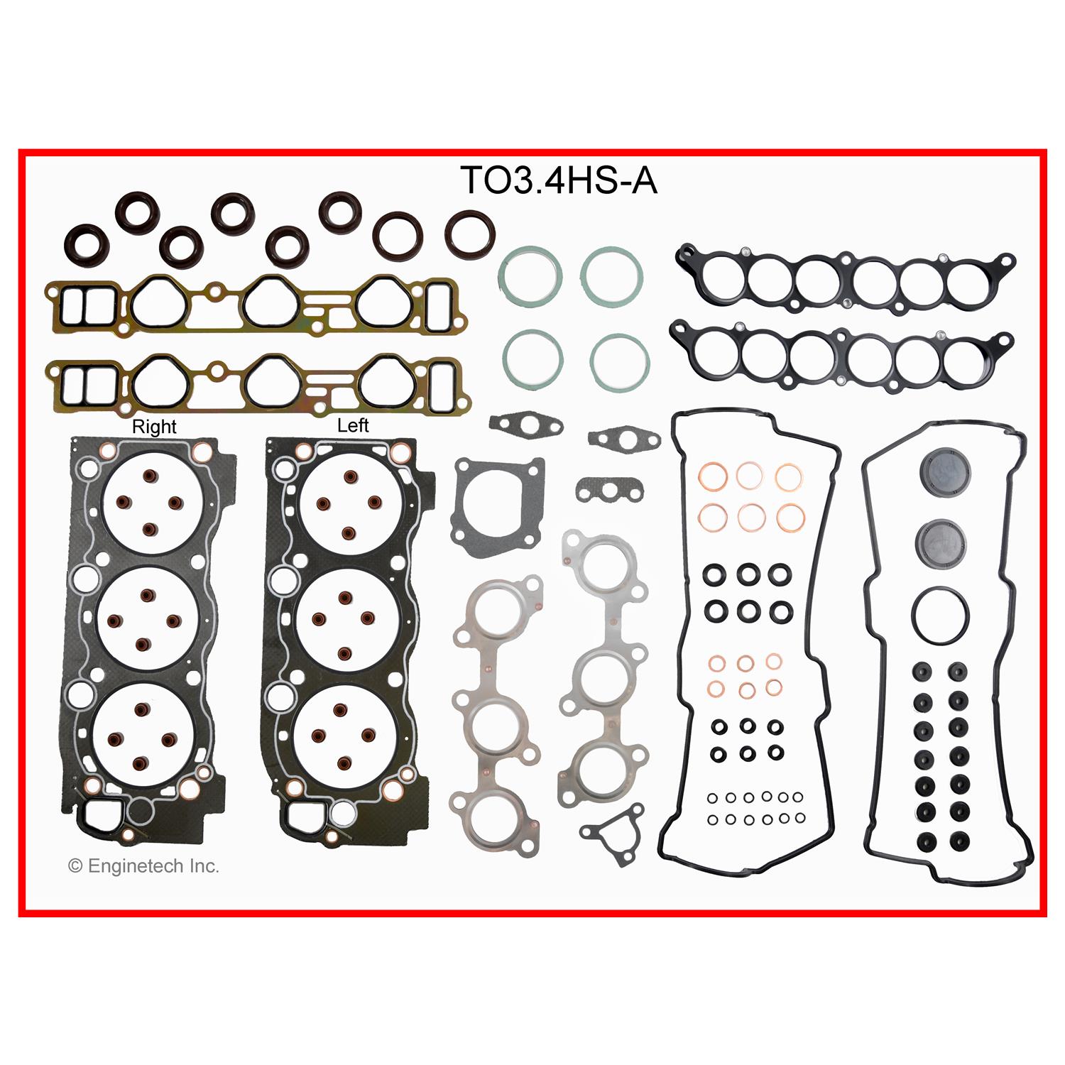 Enginetech Engine Cylinder Head Gasket Set - Toyota Car and Truck - TO3.4HS-A