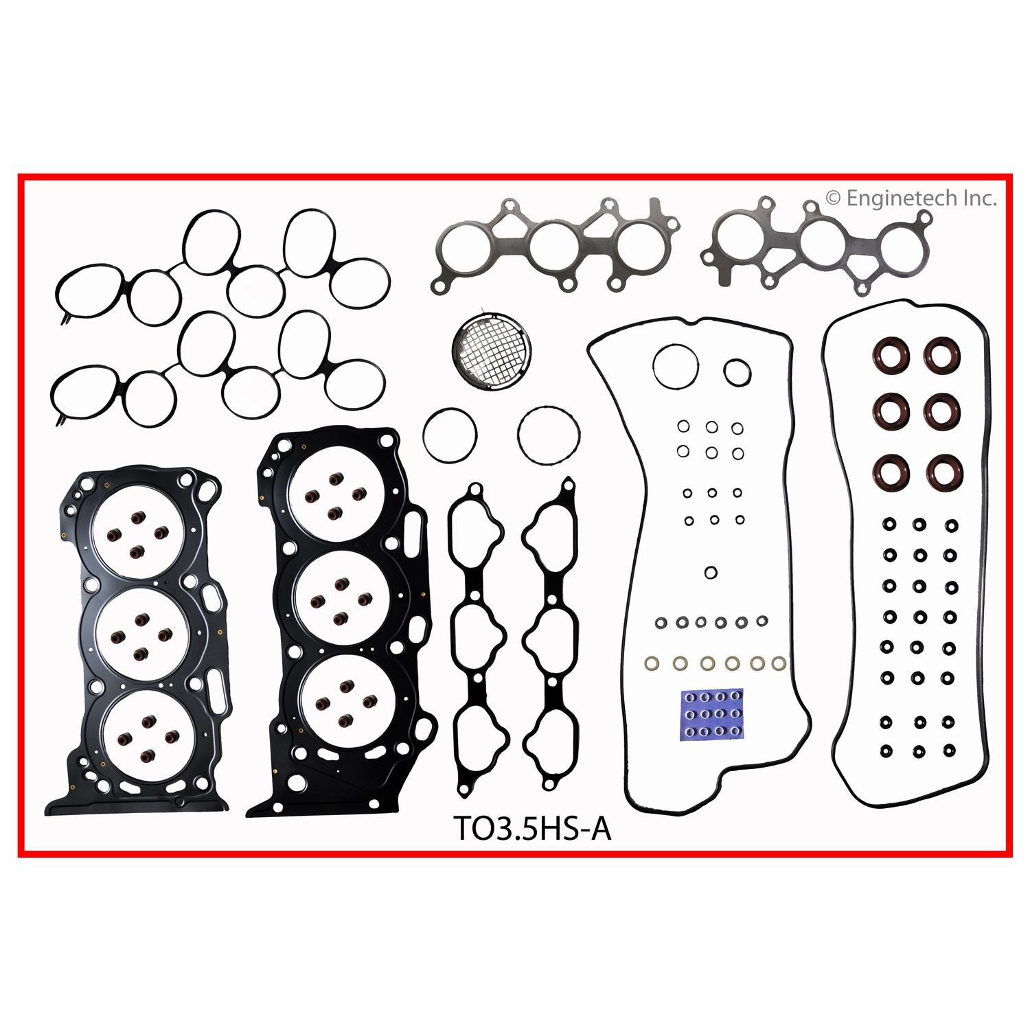 Enginetech Engine Cylinder Head Gasket Set - Toyota Car and Truck with Head Bolts - TO3.5HS-AWB