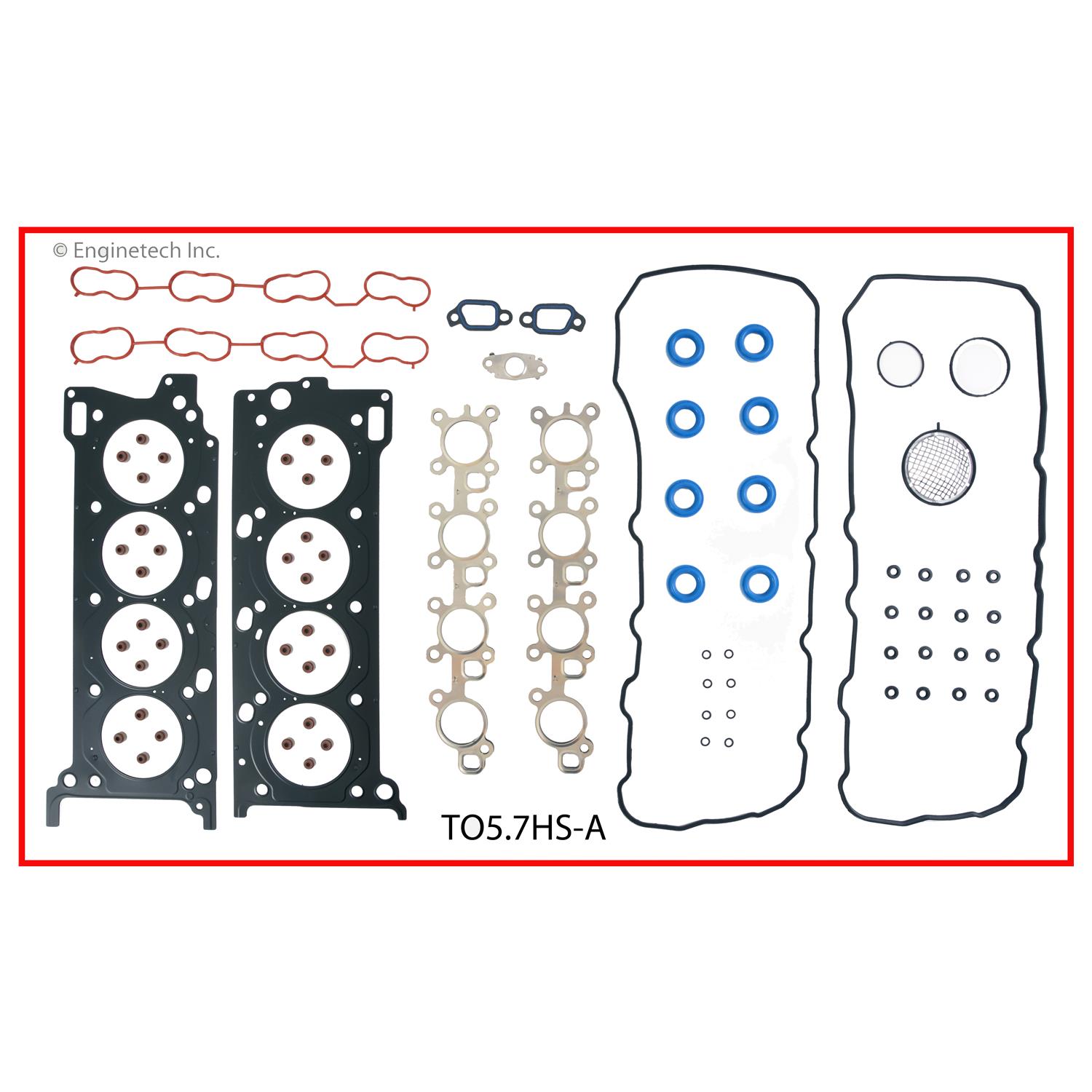 Enginetech Engine Cylinder Head Gasket Set - Toyota Car and Truck with Head Bolts - TO5.7HS-AWB