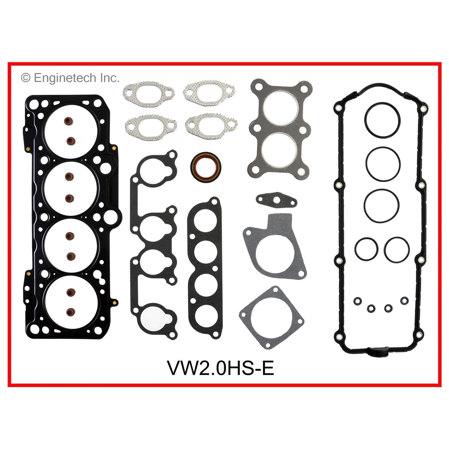 Enginetech Engine Cylinder Head Gasket Set - Volkswagen Car and Truck with Head Bolts - VW2.0HS-EWB