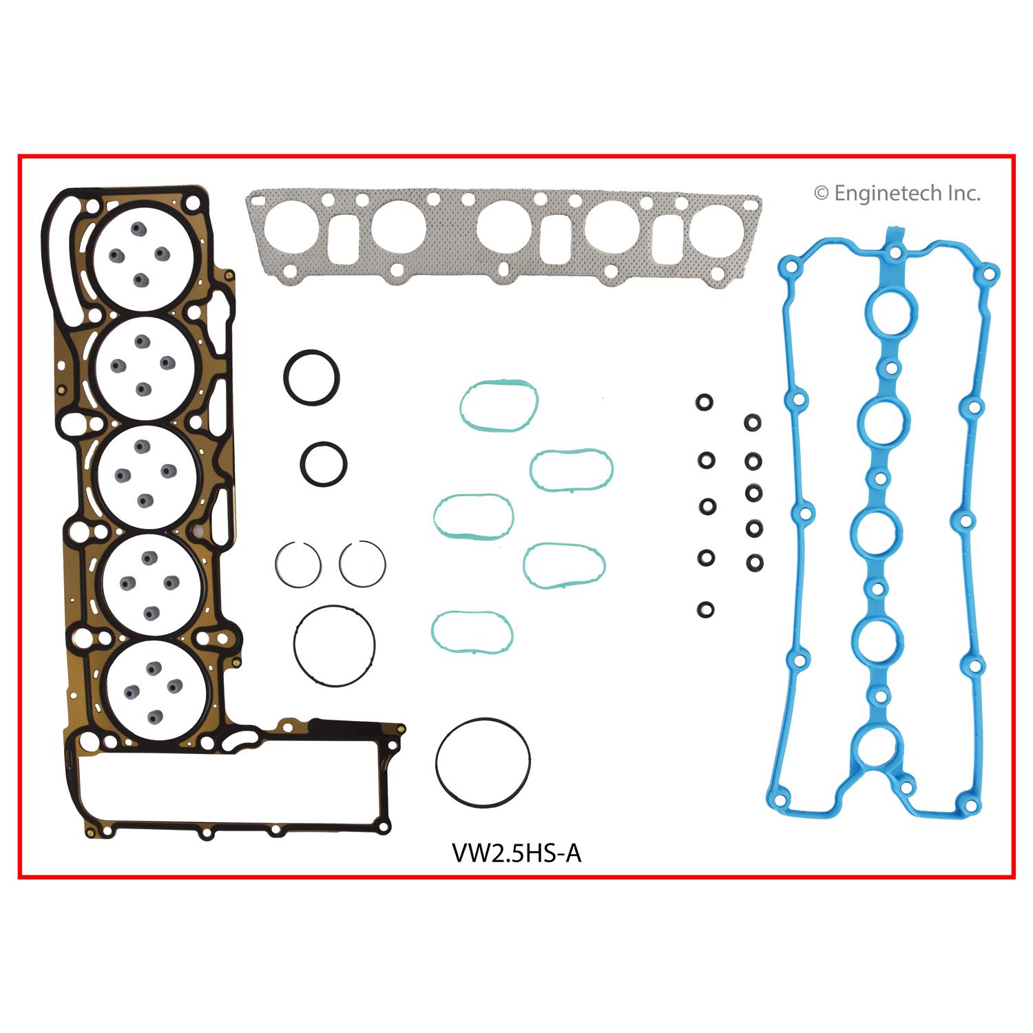 Enginetech Engine Cylinder Head Gasket Set - Volkswagen Car and Truck with Head Bolts - VW2.5HS-AWB